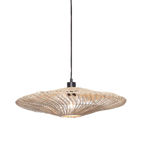 Good&Mojo Hanglamp Zanzibar L rotan/plat dia.55xh.14cm. wit